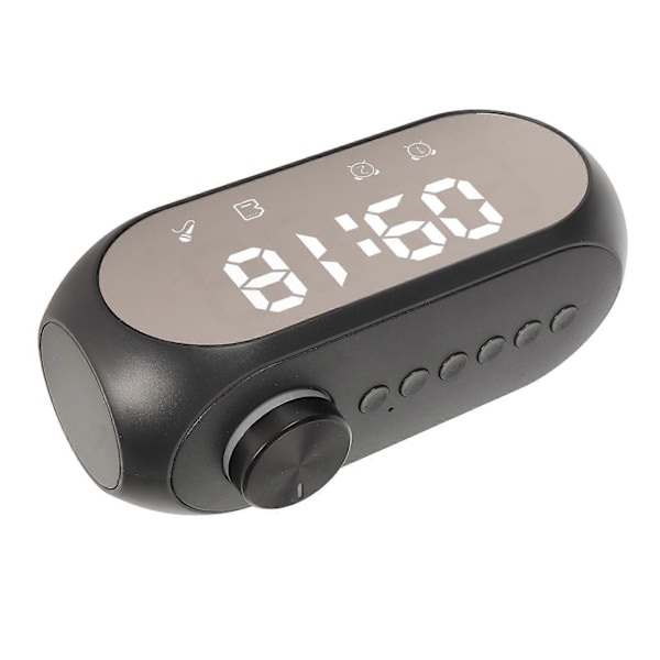 Trådlös Bluetooth-högtalare RGB-belysning Stark Bas Temperaturvisning Röstsändning FM-radio Spegel Väckarklocka Svart