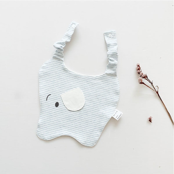 Naisten tekoviulus irrotettava puoli-bib puuvillainen essu Waterp Elephant gray strip