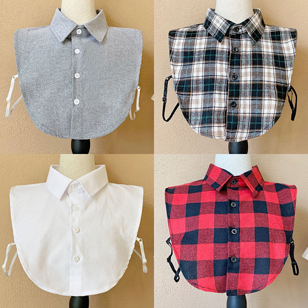 Dame falsk krage Avtakbar halvfarget skjorte Bottomin Large plaid red S size