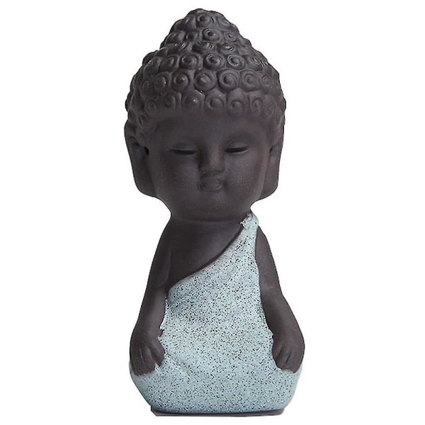 Ny keramisk Buddha-staty meditationsskulptur, kompatibel med tebricka Pet-blå