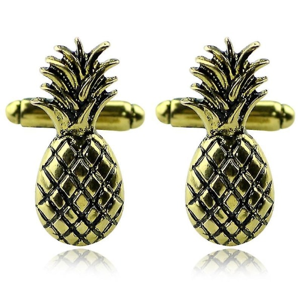 Ny frukt ananas manschettknappar gyllene metall mäns skjorta manschettknapp