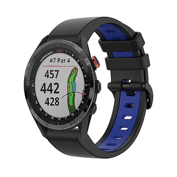 Sort Blå Sort Blå Silikone Urrem kompatibel med Garmin Approach S62