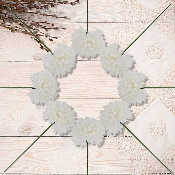 10 stk. Silkekrysantemum Ball Buketter Hortensia for Bryllup White