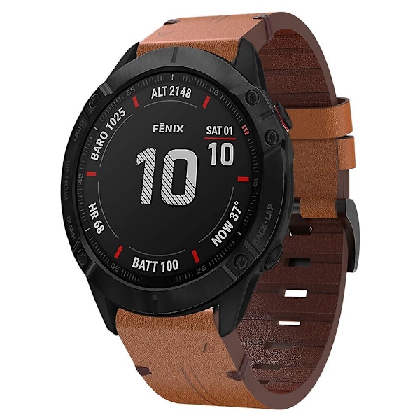 Lærreim kompatibel med Garmin Fenix 6X Sapphire