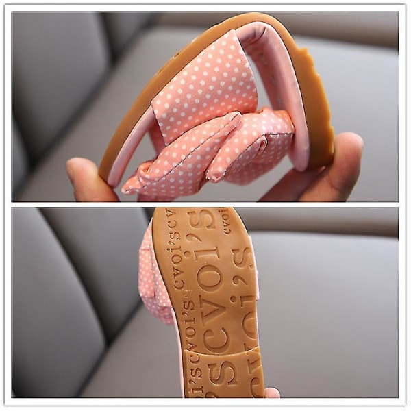 Nytt koreanskt mode för barn sommarskor Flickor Sweet Dots Printing Rosett Tofflor Antiglid sandaler