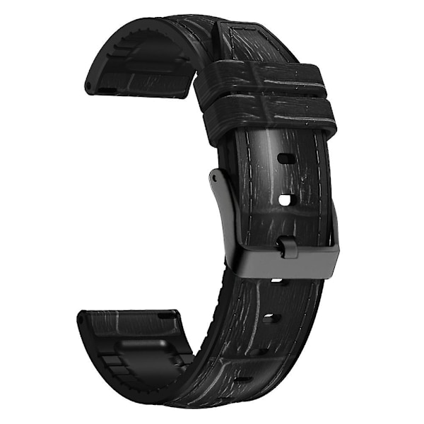 Svart Svart Bambuled Textur Silikonläder Klockarmband