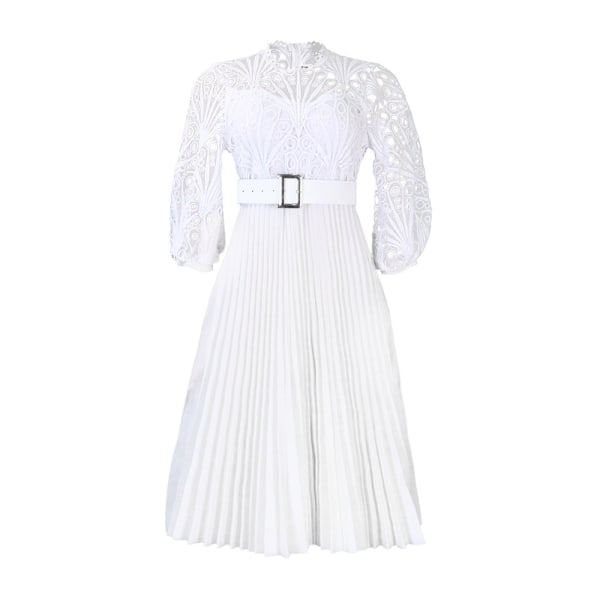 Spets Virkad Sexig Cutout Plisserad klänning White XL
