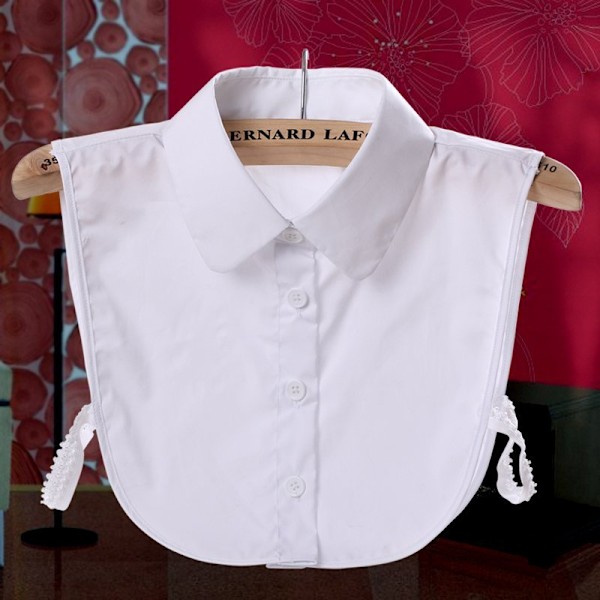 Naisten tekoviulus irrotettava puolipaita koristeellinen korealainen St Chiffon round neck White