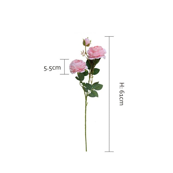 1 STK 3 Hoveder Rose Silke Kunstig Pæon Blomst til Hjem Bryllup Væg Blomsterdekoration Blomsterfest Red