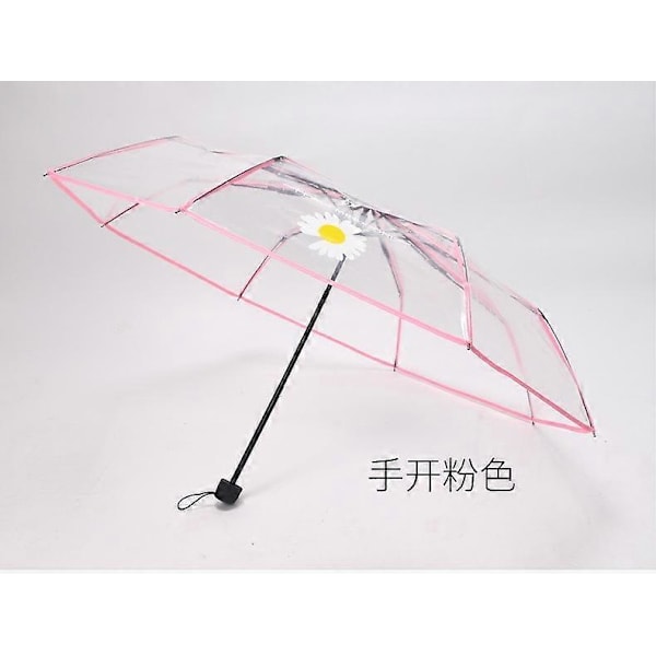 Transparent Automatisk Paraply Dame Paraply Foldbar Parasol Til Regn Og Sol Vindtæt Dame Regn Paraplyer manual pink