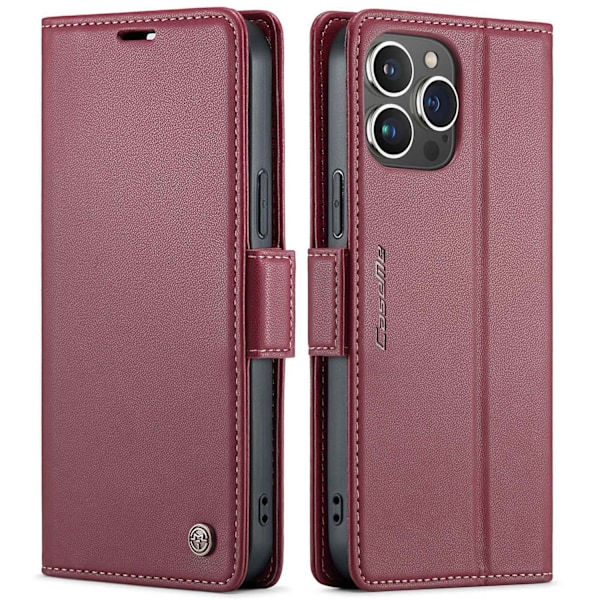 Fodral för iPhone 16Pro Max Claret RFID-skyddande Flip