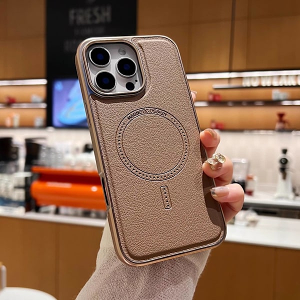Etui til iPhone 13 Desert Gold Magnetisk side læder tekstur belægning
