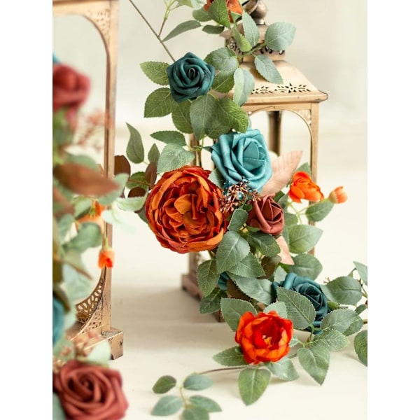 1 stk. Bryllupsblomster Kunstige Blomster Guirlande Blomster Bordpynt Dekoration Stol Blomster Bue Blomsterdekoration Burgundy/Dark blue