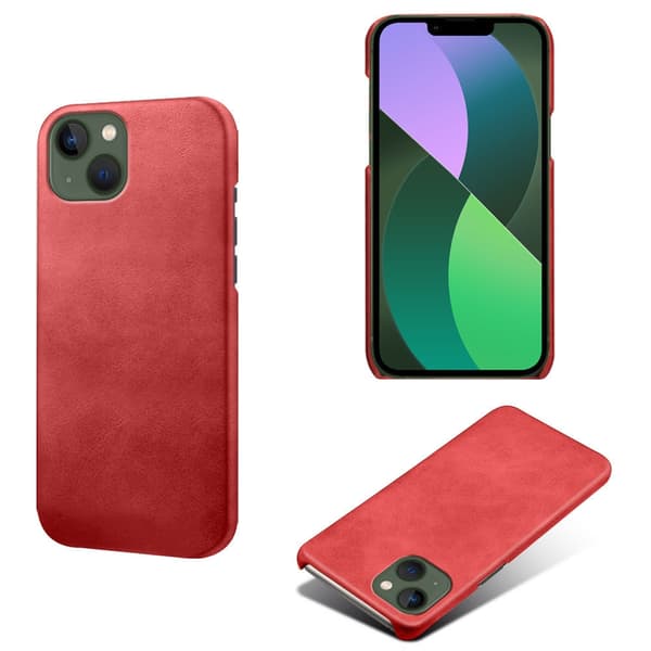 Etui til iPhone 13 Pro Max 6.7 rød lærtekstur kalveskinn