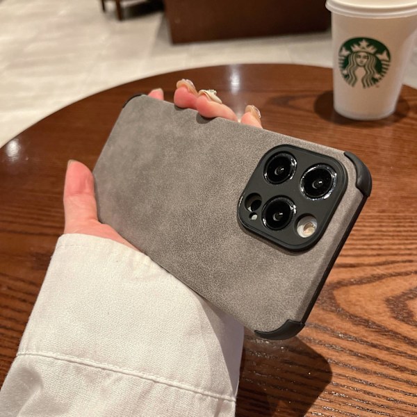 Etui til iPhone 16Promax Suede [mørkegrå] Tekstureret læder Tekstureret frostet lamme læder blødt