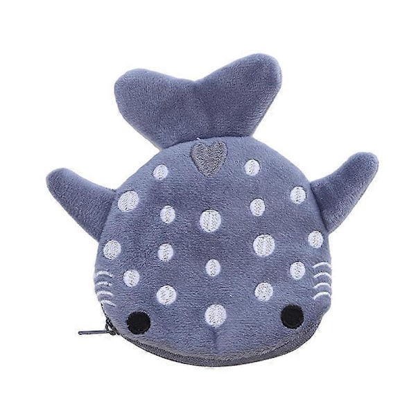 Kawaii Tecknad Delfin Haj Plysch Myntväska Portabel Barnplånbok Mynt Hörlursorganisatör Dragkedja Väska Gåva till Barn flock