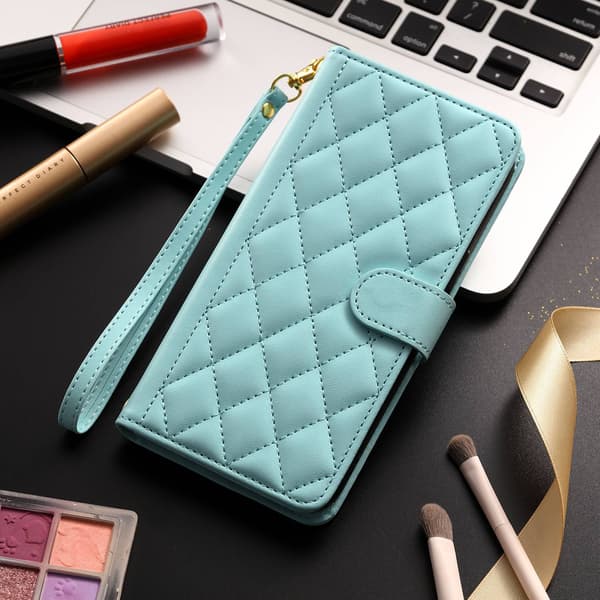 Etui til iPhone 15 Plus, himmelblå Redmi Flip Wallet med kortholder, magnetisk