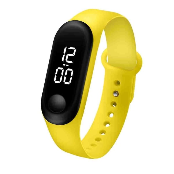 Nytt mode fyrkantig LED-silikon elektronisk klocka digital watch M3W-Yellow