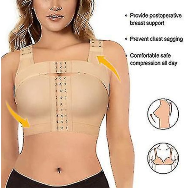 Ny främre behå med knapp för kvinnor, fasta och trycksatta bröstmottagande underkläder efter bröstoperation, justerbar behå 2XL