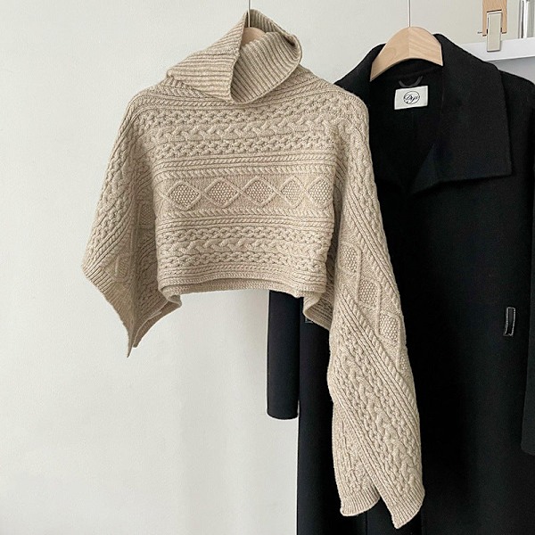 Dame falsk krave Aftagelig halv Turtleneck Pullover Strikket Apricot 120cm