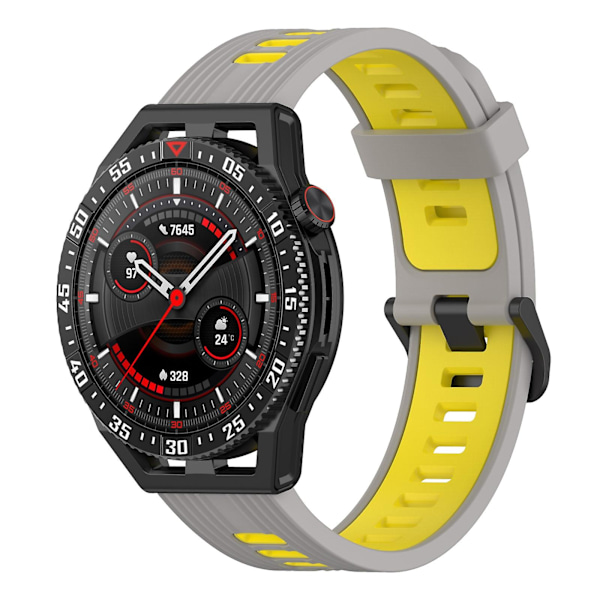 Grå Gul Grå Gul Vertikal Silikone Urrem kompatibel med Garmin Venu 2