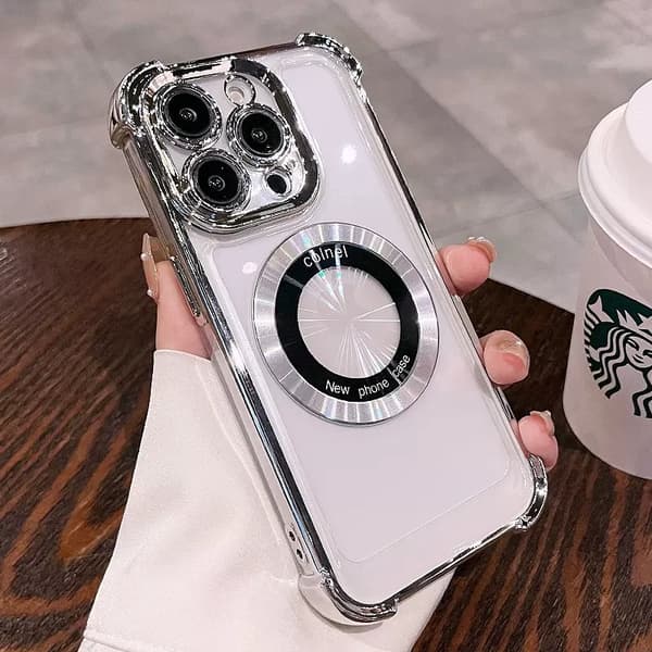 Fodral för iPhone 14 Plus Galvaniserad Klar Magnetisk Klar Silver Noz28276