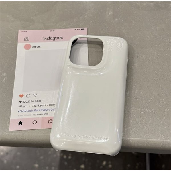 Fodral för iPhone 13 Pro Max Vit enkel skal [utan rosett] Retro lädertextur halvt täckt