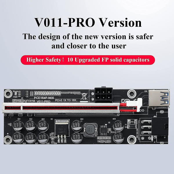 Nytt Pcie 011 V011 Pro Pci E Express Pci-e 16x Riser grafikkort kompatibelt med gruvdrift