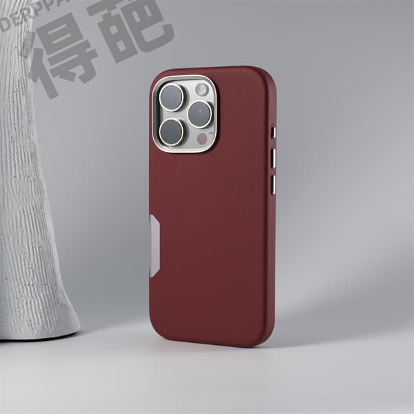 Etui til iPhone 16pro rød tekstureret læder magnetisk læder Full-Body