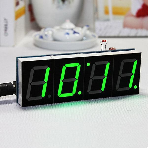 DIY 4-siffrig LED Elektronisk Klocka Kit Temperatur Ljuskontroll Version Blue+Case