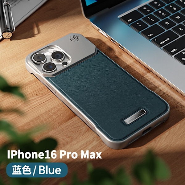 Fodral för iPhone 16promax Blå [magnetisk + läder + aromaterapi] Ramlös Magnetisk Aromaterapi Läder