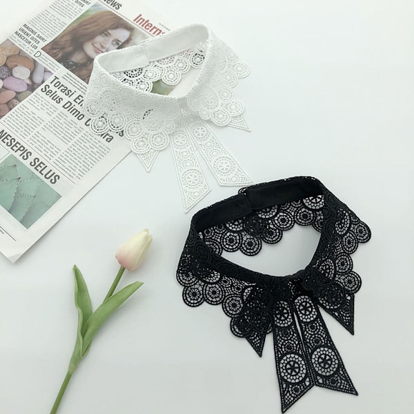 Dame falsk krage Avtakbar halv Vannløselig Broderi D ZM20220503 Black * ZM20220503