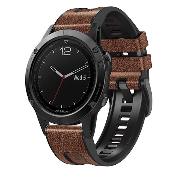Brun Brun Silikon Lærreim Kompatibel med Garmin Fenix 7