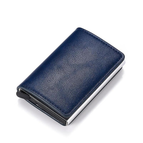 Kolfiberkorthållare Aluminium Slim Kort Rfid-blockerande plånbok K9109 Blue