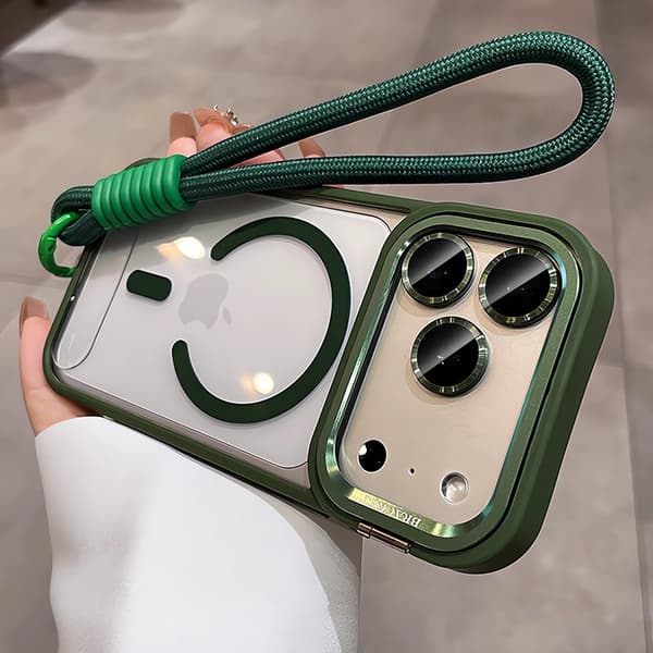 Fodral för iPhone 15 Pro Magnetiskt Stativ Linsdetalj Snodd Grön Noz29748
