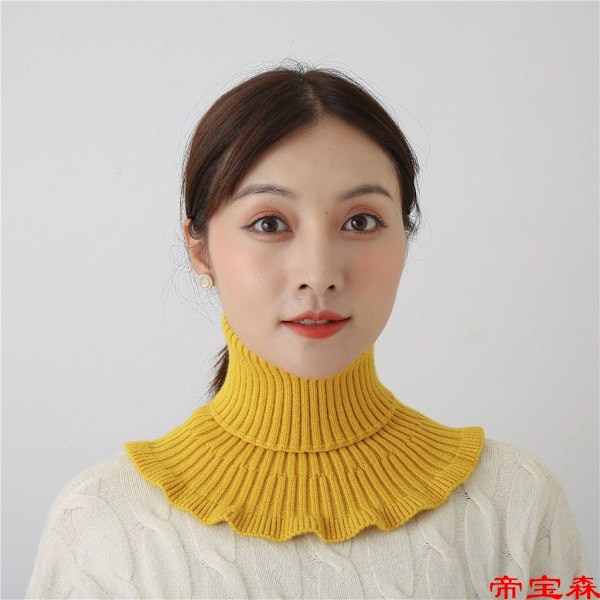 Dame falsk krave Aftagelig halv Pullover Hold Varmen Cervica Apricot