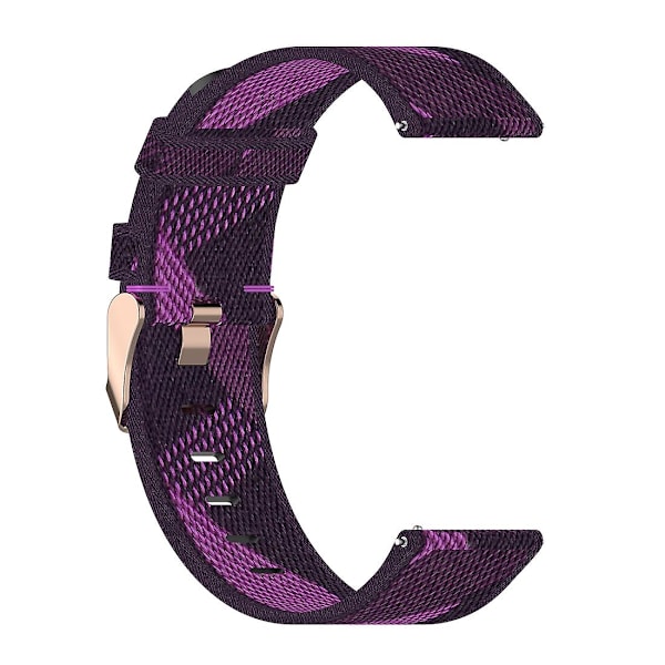 Purppura raidallinen punottu nailoninen rannekello ranneke yhteensopiva Xiaomi Mi Watch Colorin ja Garmin Vivoactive 4:n kanssa