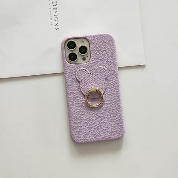 Etui til iPhone 15 Pro Max Stand Lædertekstur Ventileret Violet