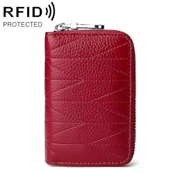 Nahkalompakko Clutch - RFID-suojaus, useita korttipaikkoja, lehmännahkaa, viininpunainen viininpunainen