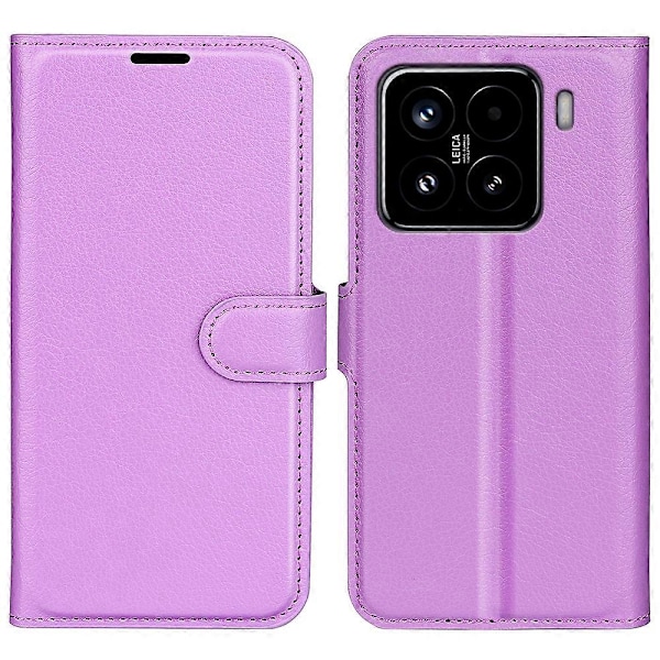 För Xiaomi 15 Fodral Litchi Textur Stötsäkert Läder Plånboks Telefonfodral Purple
