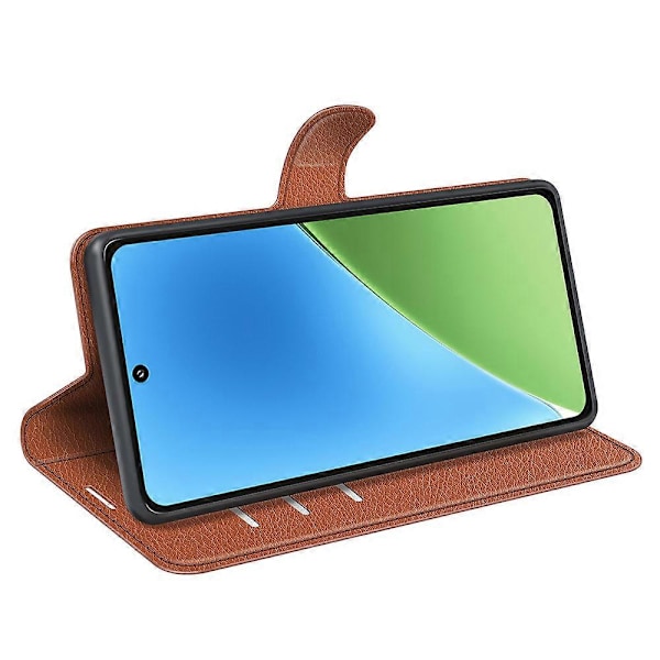 För Xiaomi 15 Fodral Litchi Textur Stötsäkert Läder Plånboks Telefonfodral Brown