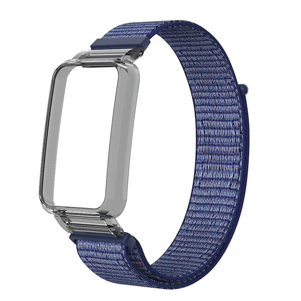 Midnatsblå PC-etui + Nylon Loop-rem kompatibel med Xiaomi Mi Band 7 Pro