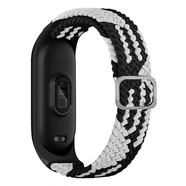 Sort Hvid Sort Hvid kompatibel med Xiaomi Mi Band 6 / 5 / 4 Nylon Flettet Urrem