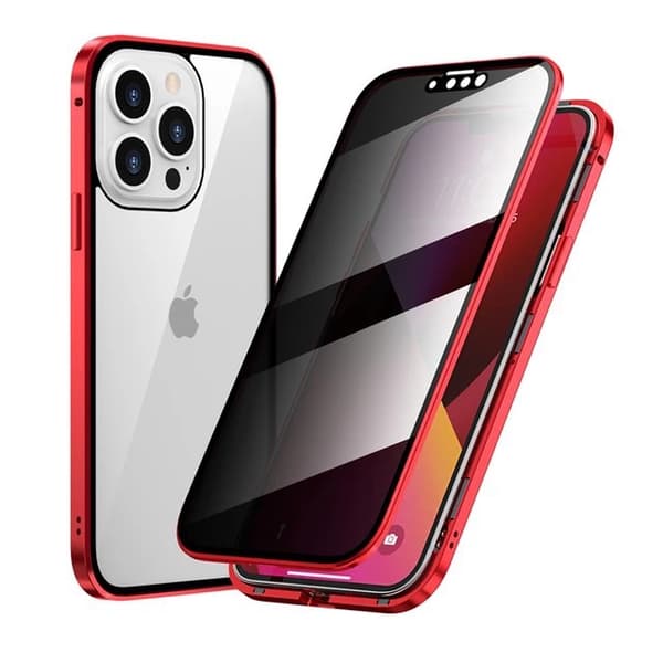 Kotelo iPhone 15 Plus Anti Peeping Kaksipuolinen Kirkas Punainen