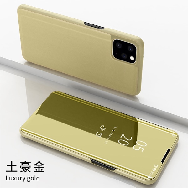 Fodral för iPhone 15 Pro Max Tyrant Gold 3D spegel smart flip stativ