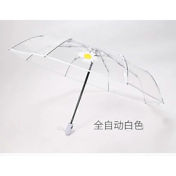Transparent Automatisk Paraply Dame Paraply Foldbar Parasol Til Regn Og Sol Vindtæt Dame Regn Paraplyer Automatic white