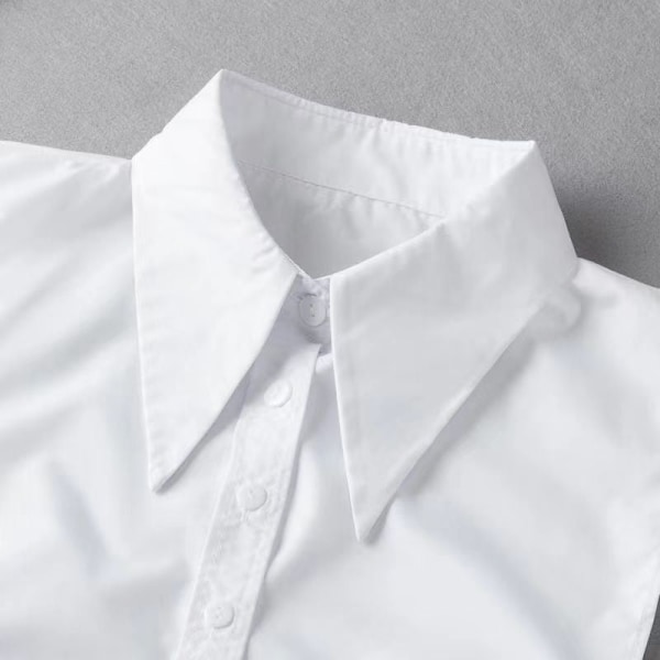 Naisten tekoviulus irrotettava neulepaita All-Match Point White square-cut collar