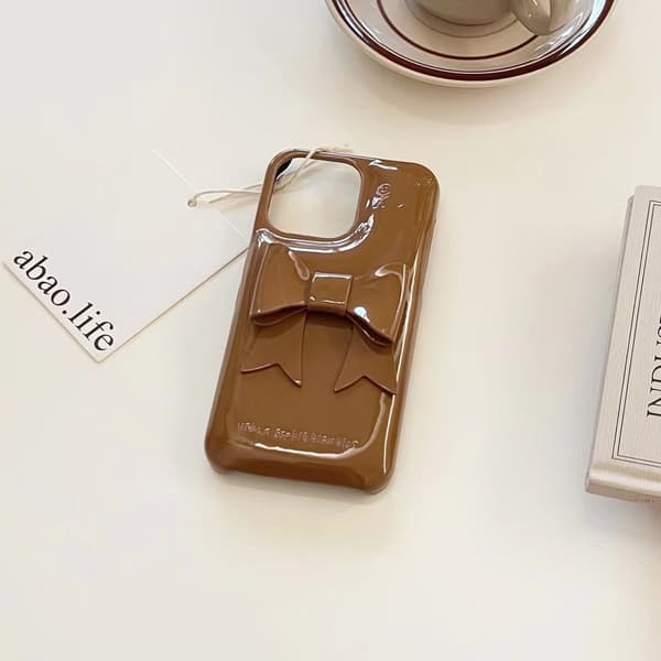 Fodral för iPhone 14 Brun+Rosett Retro lädertextur halvt täckt