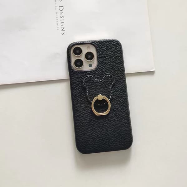 Etui til iPhone 16 Plus Stand Lædertekstur Ventileret Sort