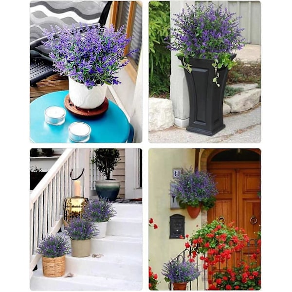 10 Bundter Kunstige Lavendelblomster Kunstige Blomster og Planter UV-bestandig Plastik Lilla Falsk til Boligindretning Forårshave Gård Purple 10 Pcs